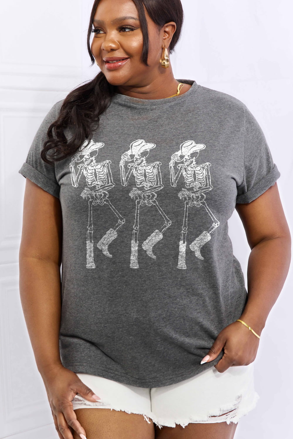 Triple Threat Skeletons Graphic Cotton Tee