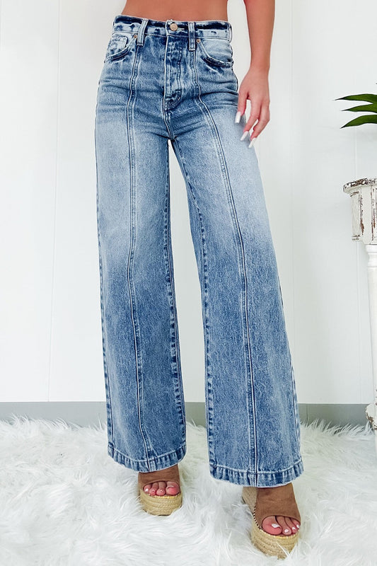 High Waist Wide Leg Gorgeous Wash Jeans