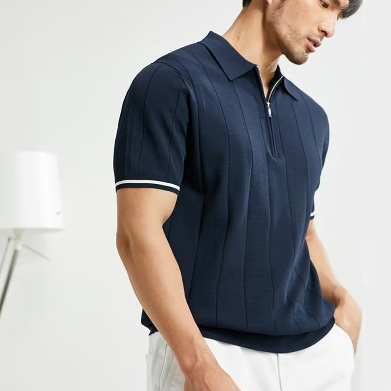 Short-sleeved Polo Zipper T-shirt