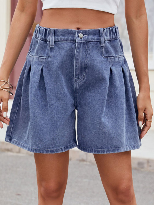 Adorable Ruched Denim Shorts