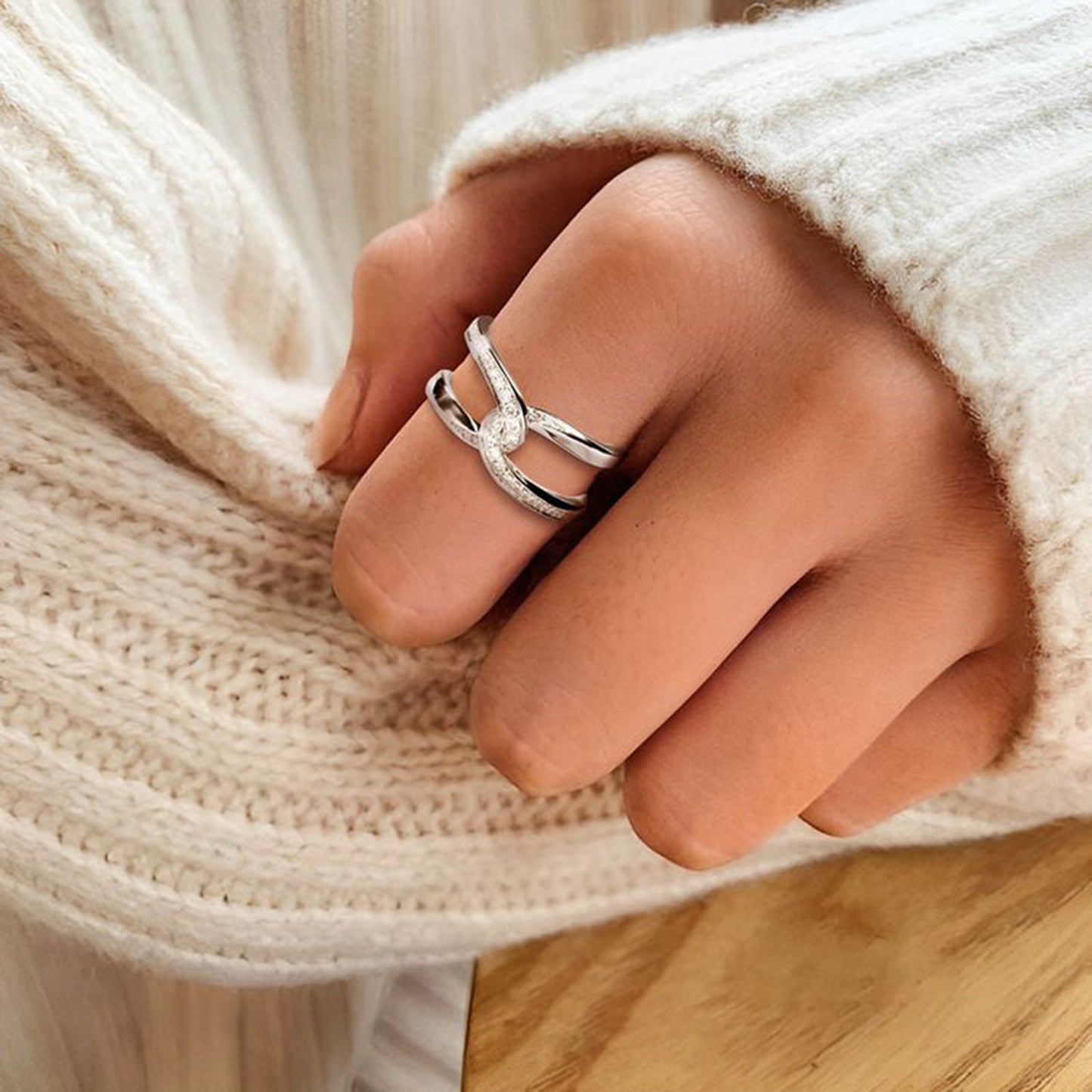 Entwined Double-layered Silver Ring