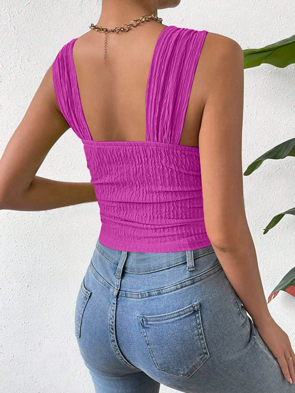 Beautiful Textured Wide Strap Tank