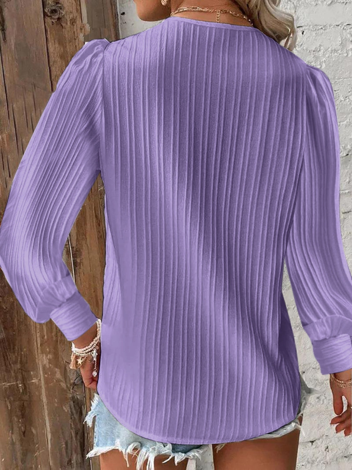 Textured Long Sleeve Blouse