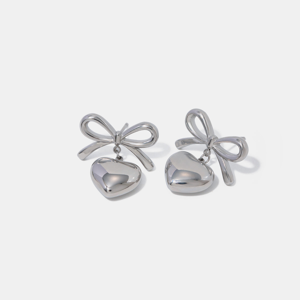 Heart Drop Silver Earrings