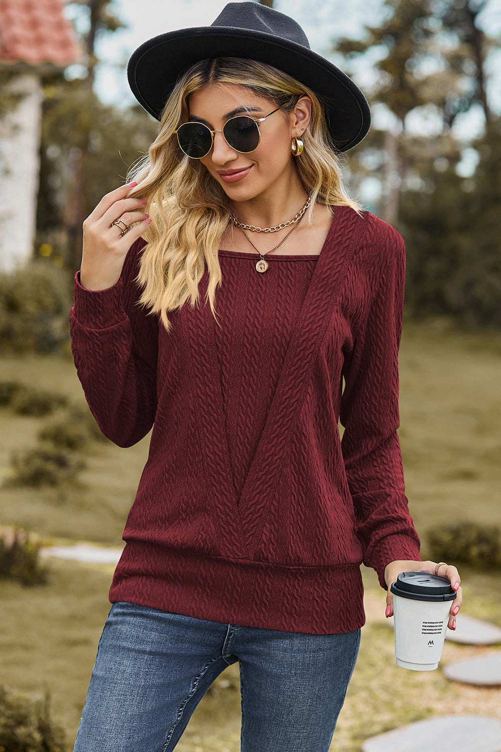 Layered Square Neck Long Sleeve