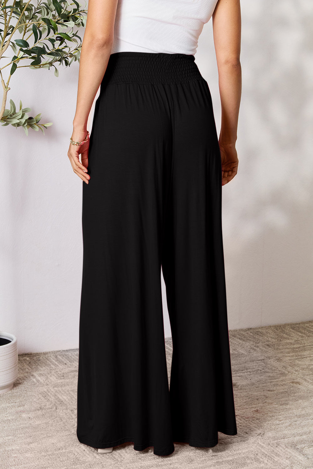 Smocked Wide Leg Pants