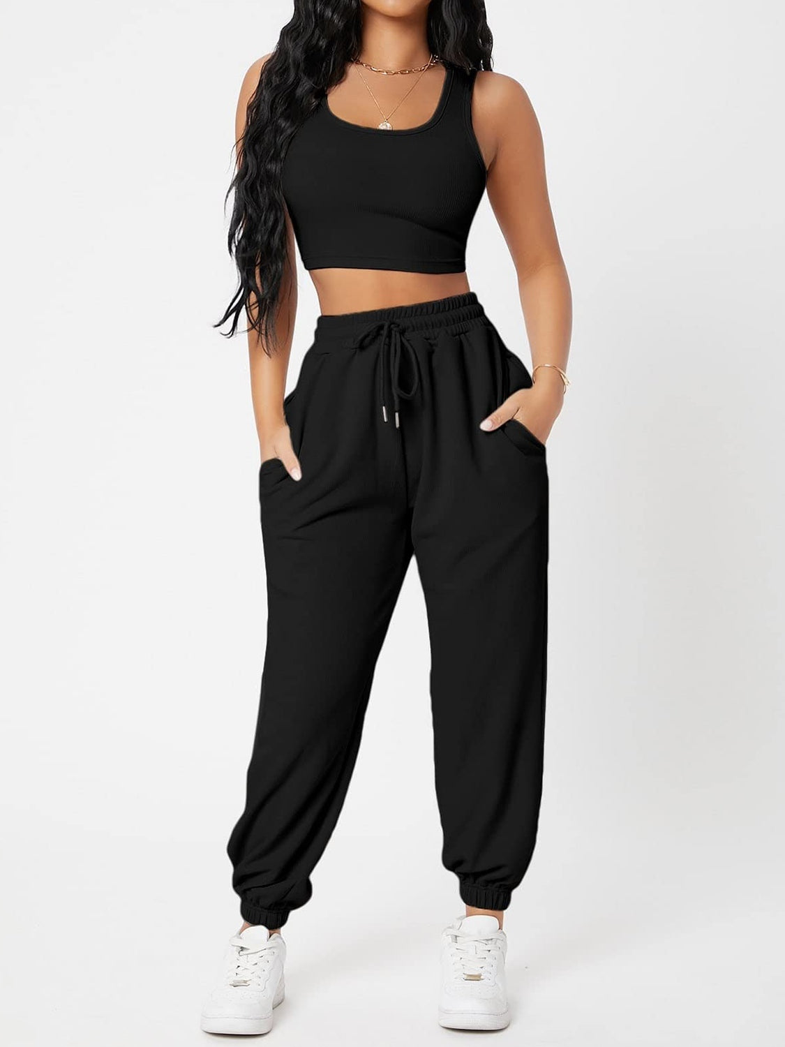 Activewear Top and Drawstring Joggers Set