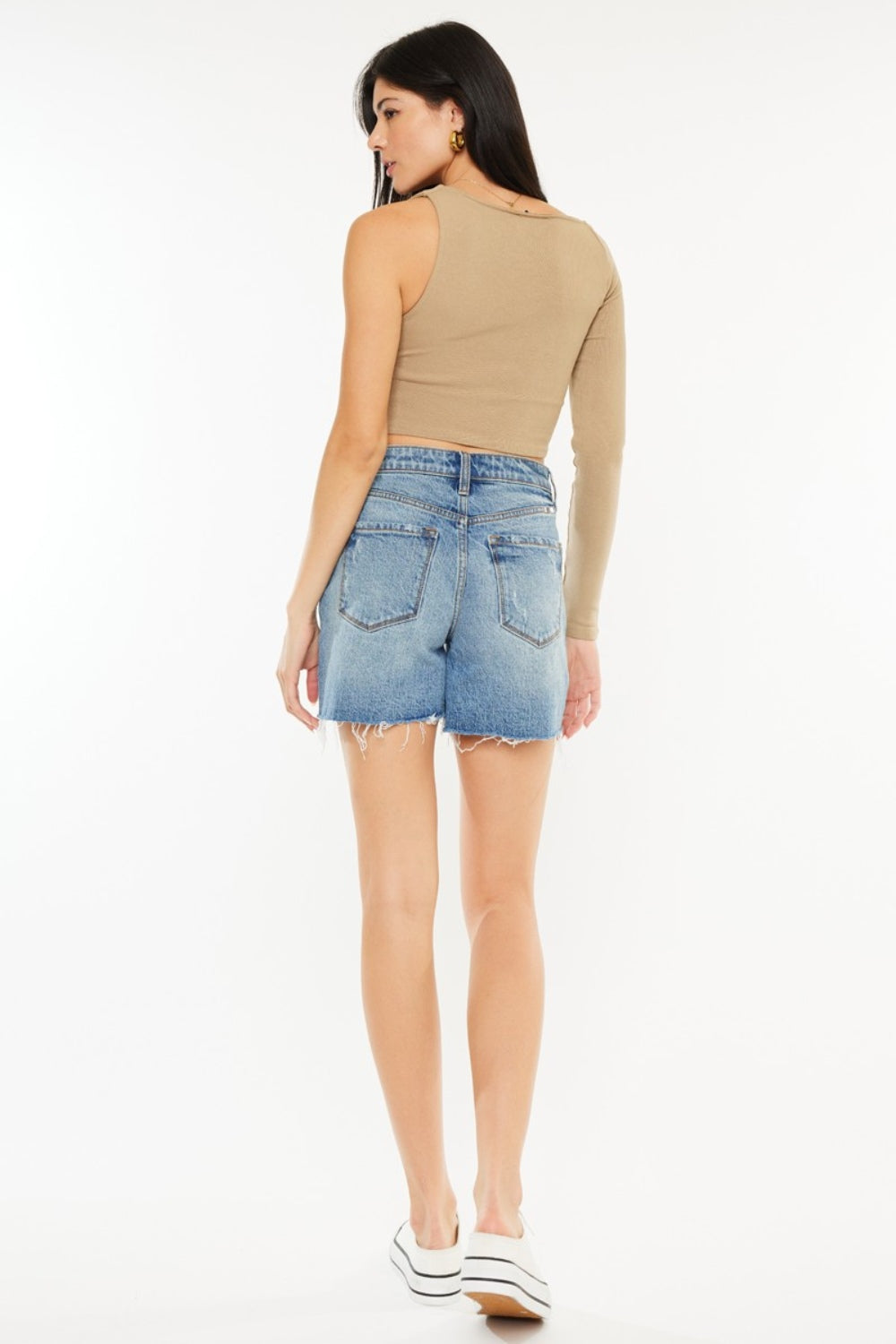 Raw Hem High Waisted Denim Shorts