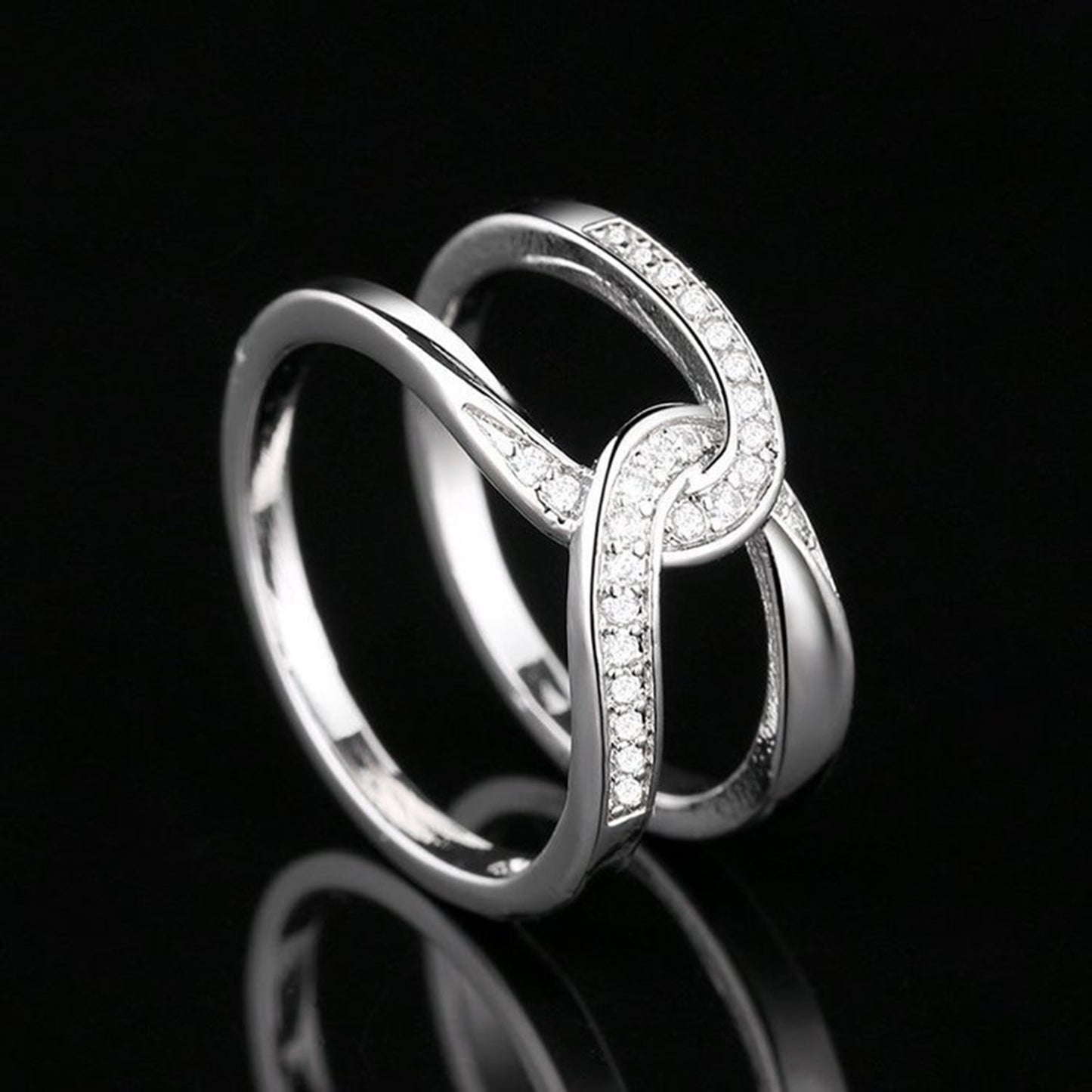 Entwined Double-layered Silver Ring