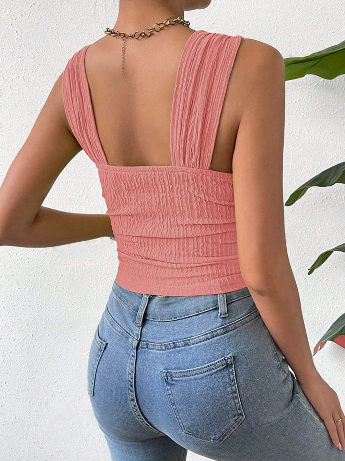 Beautiful Textured Wide Strap Tank