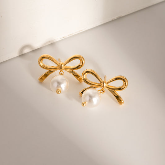 Yes Please Gold Bow Earrings