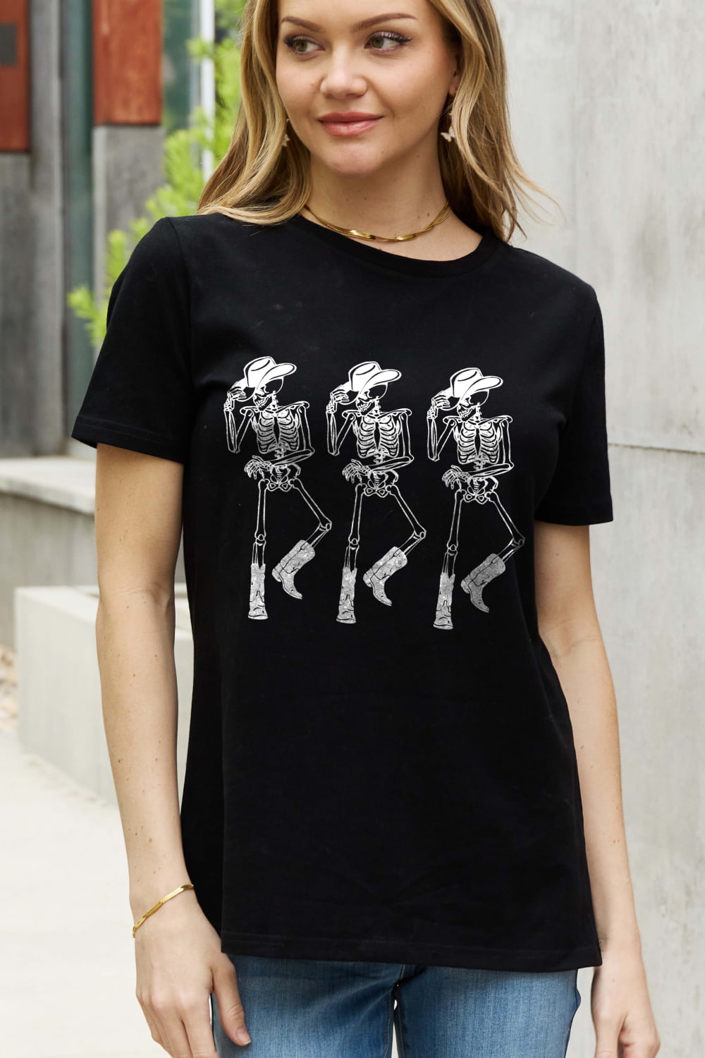 Triple Threat Skeletons Graphic Cotton Tee