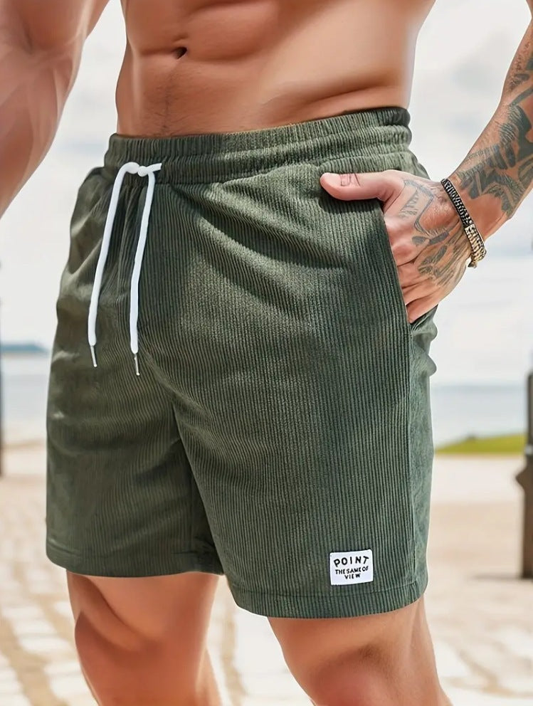 Lace-up Drawstring Corduroy Sports Short