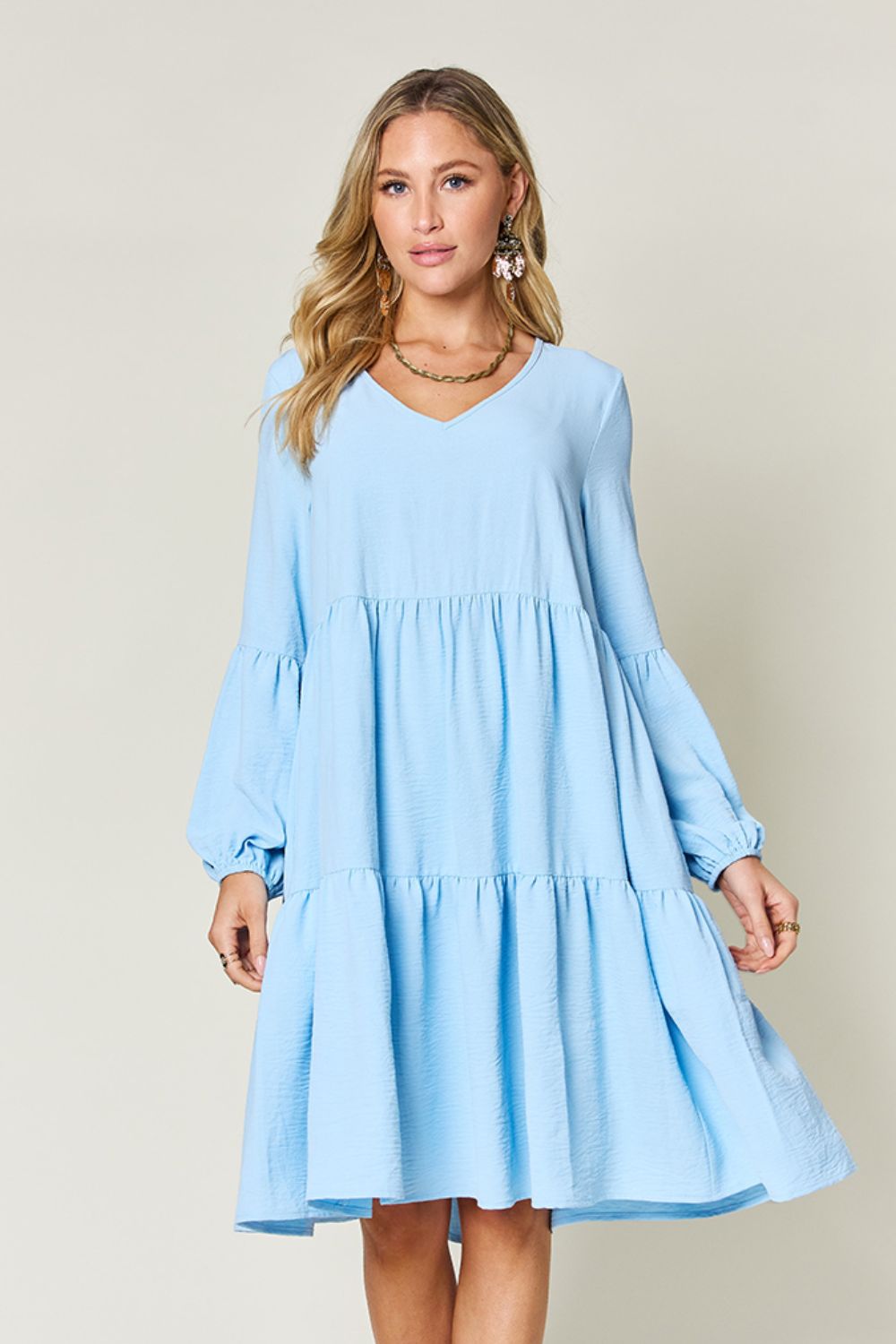 V-Neck Short Tiered Dress