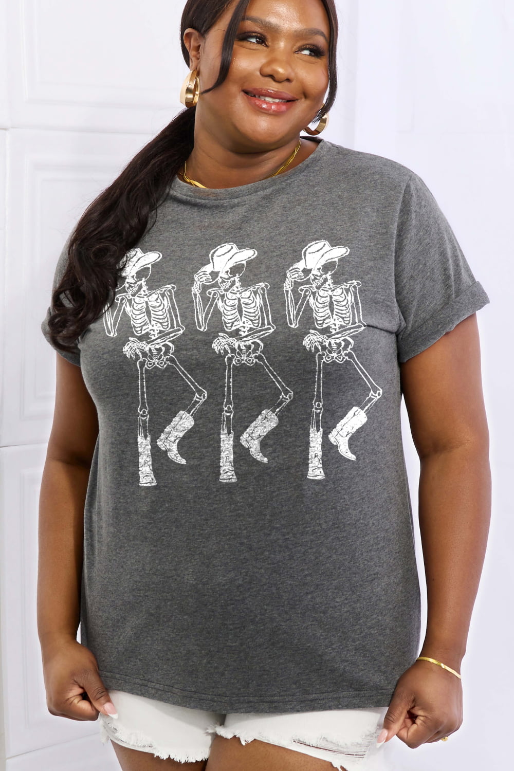 Triple Threat Skeletons Graphic Cotton Tee